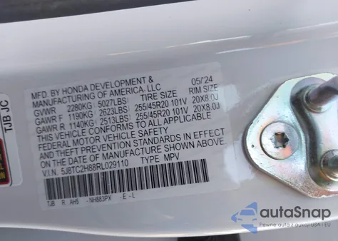 2024 Acura Rdx A-Spec Advance Package z USA, uszkodzony, nr VIN 5J8TC2H88RL029110